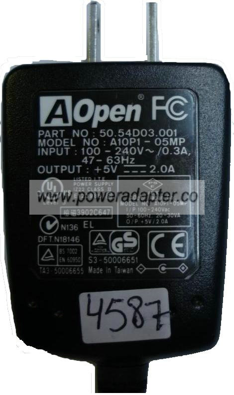 AOPEN A10P1-05MP AC ADAPTER 22V 745mA I.T.E POWER SUPPLY FOR GPS