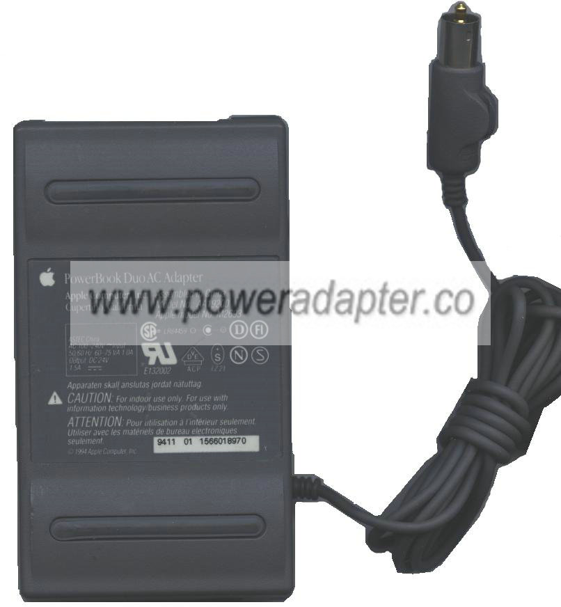APPLE POWERBOOK DUO AA19200 AC ADAPTER 24VDC 1.5A Used 3.5 mm Si
