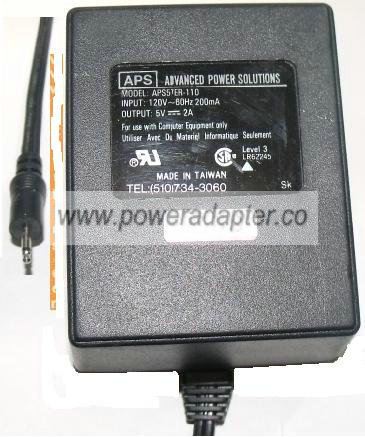 APS APS57ER-110 AC ADAPTER 5Vdc 2A STEREO Power supply CLASS 2 T