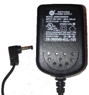 AT T SIL S005IU060040 AC ADAPTER 6VDC 400mA -( )- 1.7x4mm Used