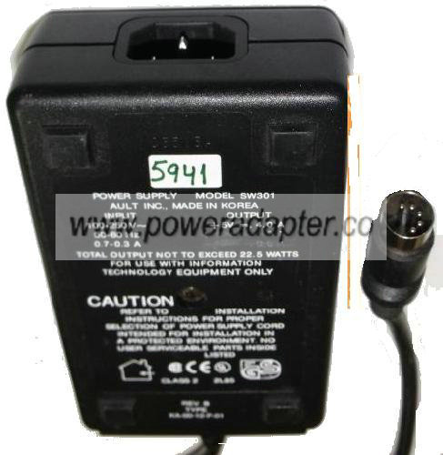 AULT SW301 AC ADAPTER 5Vdc 4A SWITCHING POWER SUPPLY