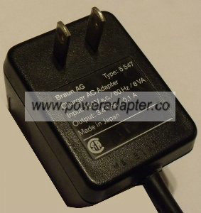 BRAUN AG 5 547 AC ADAPTER DC 3.4V 0.1A POWER SUPPLY CHARGER