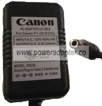 CANON D6420 AC ADAPTER 6.3V DC 240mA NEW 2 x 5.5 x 12mm
