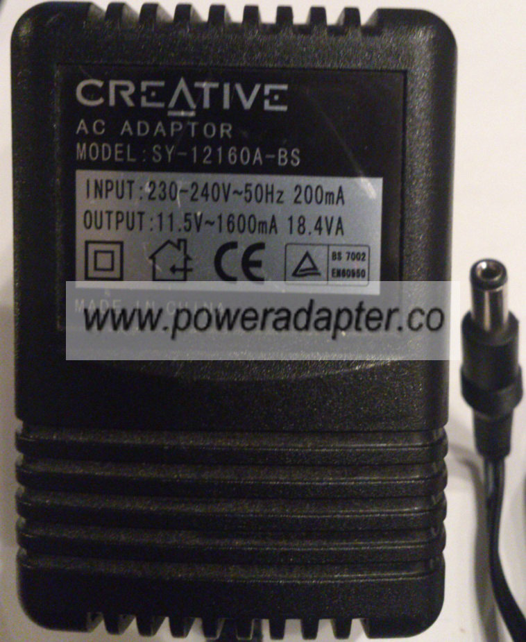 CREATIVE SY-12160A-BS AC ADAPTER 11.5V ~ 1600mA 18.4VA Used