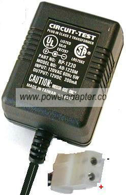 Circuit-Test AD-1220M AC ADAPTER 12VDC 200mA BATTERY CHARGER PLU