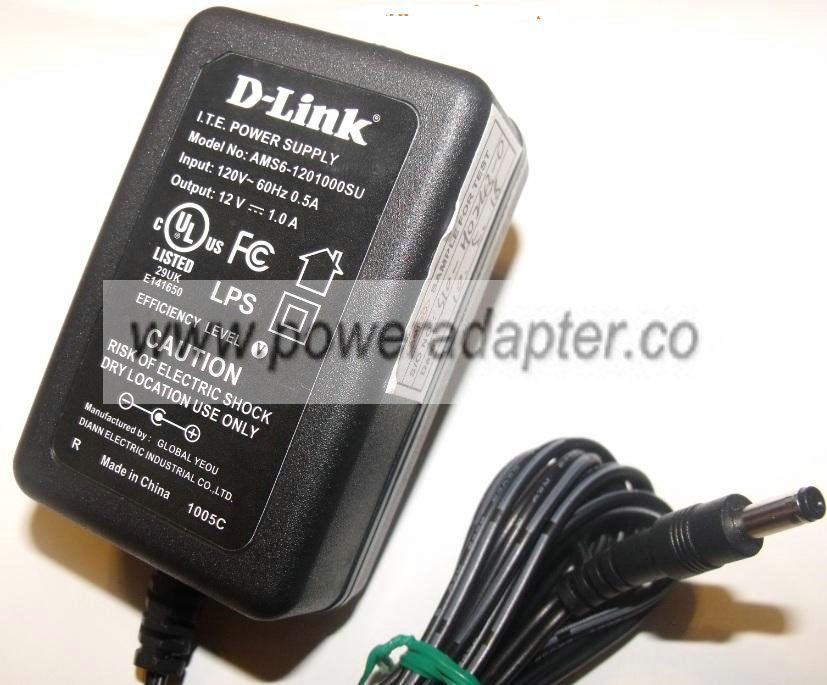 D-LINK AMS6-1201000SU AC ADAPTER 12V 1A NEW Straight Round Barr