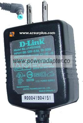D-LINK JTA0302B AC ADAPTER 5Vdc 2.5A Used -( ) 90 120Vac POWER