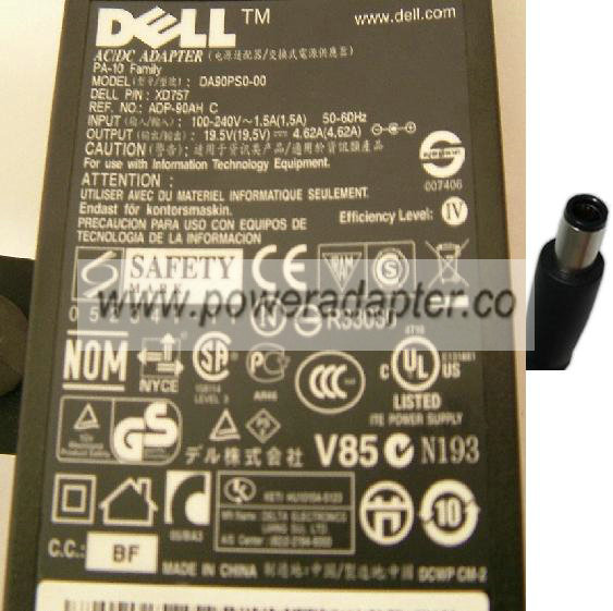 DELL DA90PS0-00 AC ADAPTER 19.5VDC 4.62A NEW 1 x 5 x 7.4 x 12.5