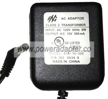 ENG 41A-16-500 AC ADAPTER 16V AC 500mA Used 2 x 5.5 x 11.8 mm St