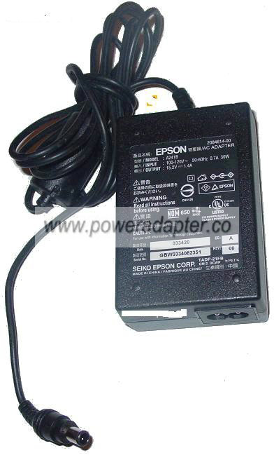 EPSON A241B PERFECTION 1270 1670 AC ADAPTER 15.2V DC 1.4A POWER