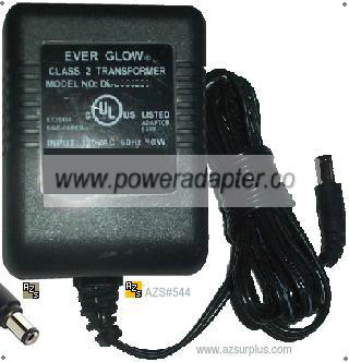 EVER GLOW DBU090030 AC ADAPTER 9VDC 300mA POWER SUPPLY Class 2 T