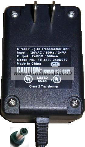 FE 4830 240D050 AC ADAPTER 24VDC 500mA POWER SUPPLY PLUG-IN