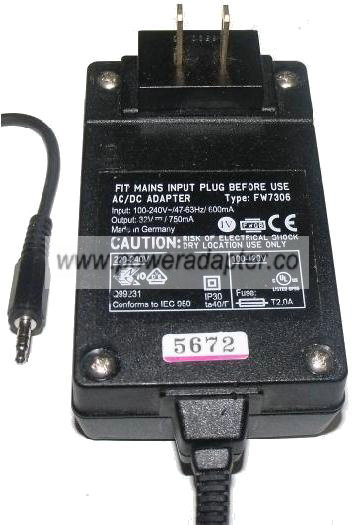 FIT MAINS INPUT FW7306 AC DC ADAPTER 32V 750mA ITE POWER SUPPLY