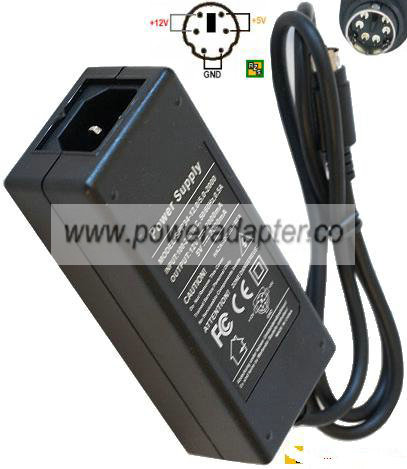 Finecom XH 34W-12.0-5.0 AC Adapter 5VDC 12V 2A 6Pin 9mm Mini Din
