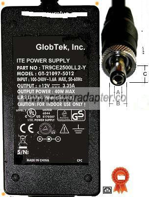 GlobTek GT-21097-5012 Ac Adapter 12Vdc 2.5A New TR9CE2500LL2-Y