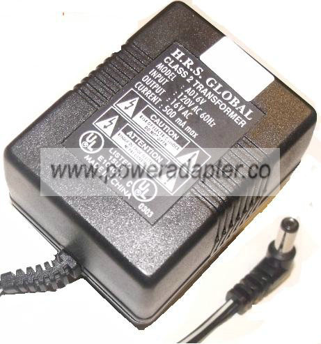 H.R.S GLOBAL AD16V AC ADAPTER 16VAC 500mA Used 90 Degree Right