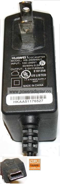HUAWEI HS-050040U1 AC DC ADAPTER USB CELL PHONE CHARGER 5V 400mA