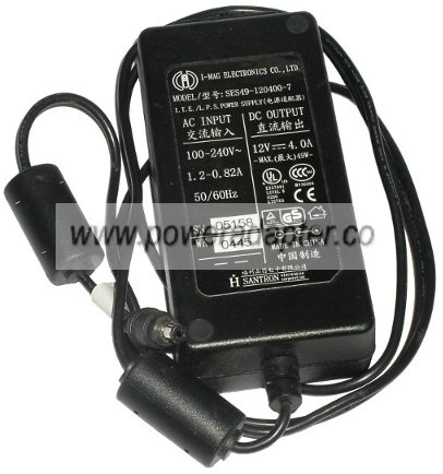 I-MAG SES49-120400-7 AC Adapter 12VDC 4A -( ) 2x5.5mm 100-240vac