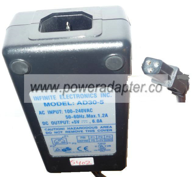 NFINITE AD30-5 AC ADAPTER 5VDC 6A 3Pin POWER SUPPLY