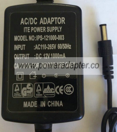 IPS-121000-003 AC ADAPTER 12VDC 1000mA NEW 2x5.5x12mm