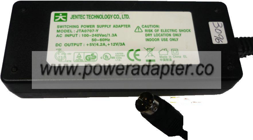 JENTEC JTA0707-Y AC AC ADAPTER 5V 12V 3A 4.4A SWITCHING POWER S