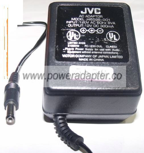 JVC J46598-001 AC ADAPTER 12V 300mA PLUG IN POWER SUPPLY