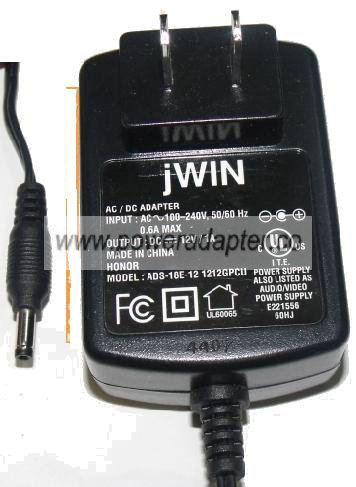 JWIN ADS-18E-12 1212GPCU AC DC ADAPTER 12V 1A DIRECT PLUG IN POW - Click Image to Close