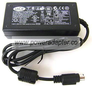 LACIE ACU034A-0512 AC ADAPTER 12V 2A 5V 2A NEW 4-PIN DIN CONNET