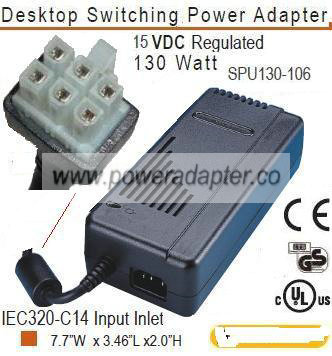 LEITCH SPU130-106 AC ADAPTER 15VDC 8.6A 6Pin 130W SWITCHING POW