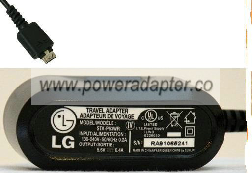 LG STA-P53WR AC ADAPTER 5.6V 0.4A DIRECT PLUG IN POWEER SUPPLY C