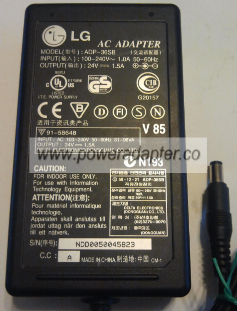 LG ADP-36SB AC ADAPTER 24VDC 1.5A NEW 3 x 5.5 x 10mm
