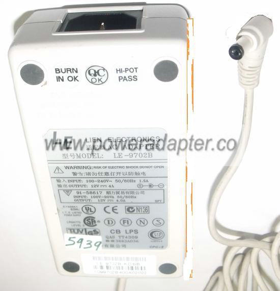 LIEN LE-9702B AC ADAPTER 12V 4A ITE POWER SUPPLY