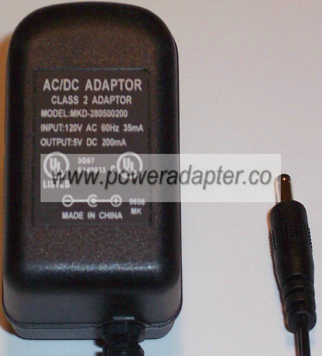 MKD-280500200 AC DC ADAPTER 5V 200mA POWER SUPPLY