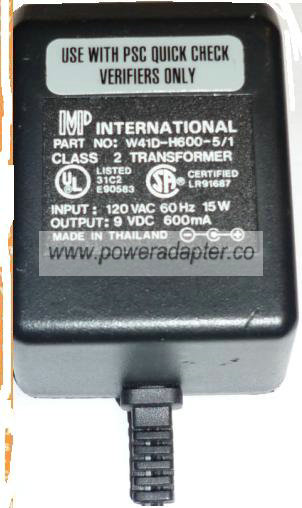 MP W41D-H600-5/1 AC ADAPTER 9V DC 600mA SWITCHING CLASS 2 TRANSF