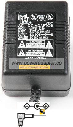 MW 18-396 12v 200mA AC DC ADAPTER DIRECT PLUG IN POWER SUPPLY