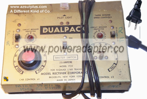 Model Rectifier Corporation 1722 Power Pack 12vdc 1.25A Used HOB