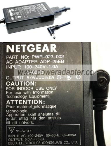 NETGEAR ADP-25EB AC ADAPTER 5VDC 5A NEW 2.8 x 5.5 x 10mm