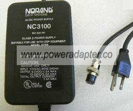 NORAND NC 3100 AC ADAPTER 9VDC 1.5A Dual Voltage POWER SUPPLY