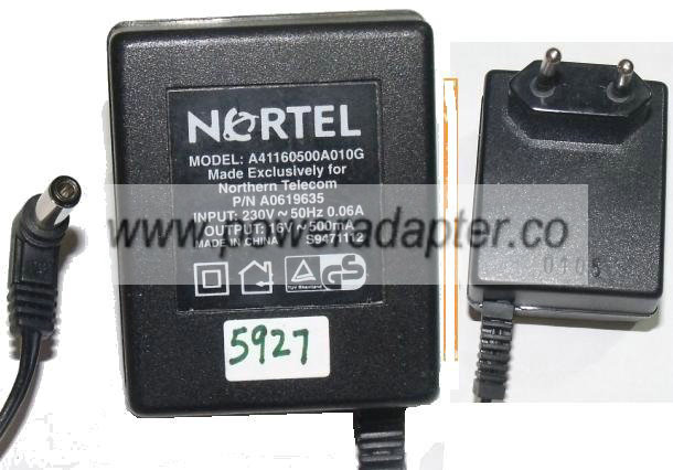 NORTEL A41160500A010G AC ADAPTER 12V 1.25A EUROPE VERSION POWER