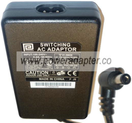 PHIHONG PSA15W-050 AC ADAPTER 5VDC 2.5A POWER SUPPLY