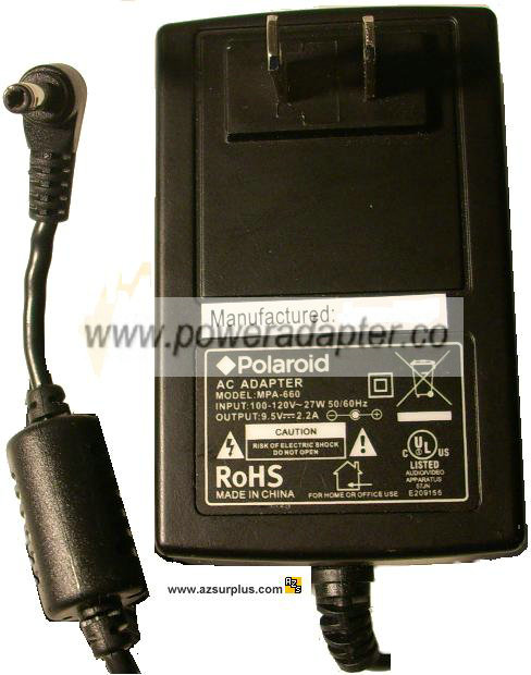 POLAROID MPA-660 AC ADAPTER 9.5VDC 2.2A 27W Switching POWER SUPP