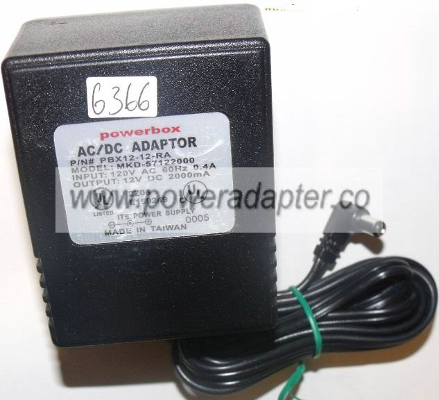 POWERBOX MKD-57122000 AC ADAPTER 12VDC 200mA - ---C--- NEW 2