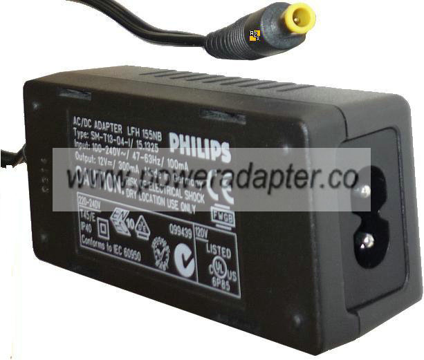 PHILIPS LFH 155NB AC ADAPTER 12VDC 300mA POWER SUPPLY