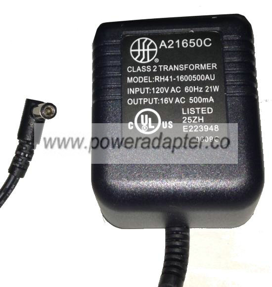 RH41-1600500AU AC ADAPTER 16V AC 500mA Used 2.4 x 5.5 x 9.8 mm 9