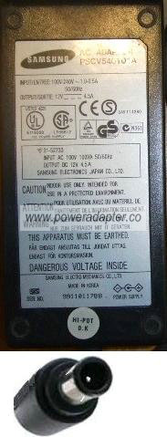 SAMSUNG PSCV540101A AC ADAPTER 12VDC 4.5A LCD POWER SUPPLY