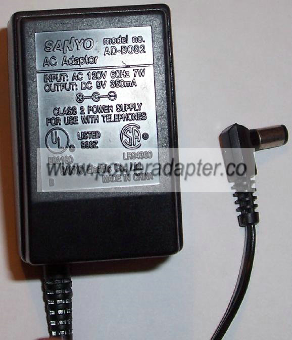 SANYO AD-B082 AC DC ADAPTER 9V 350mA CLASS 2 POWER SUPPLY