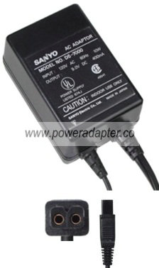 SANYO D5-7000 AC ADAPTER 9VDC 400mA NEW POWER SUPPLY 120V~ 60Hz