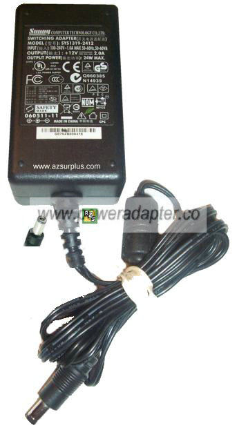 SUNNY SYS1319-2412 AC ADAPTER 12VDC 2A 24W SWITCHING POWER SUPPL