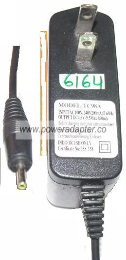 TC98A AC ADAPTER 4.5V DC 800mA CELL PHONE POWER SUPPLY