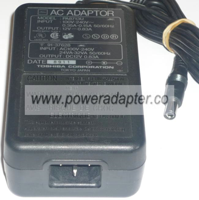 TOSHIBA PA8713U AC ADAPTER 12VDC 0.83A POWER SUPPLY
